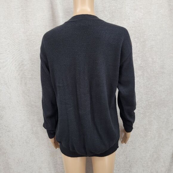 Carly Blake Vintage Christmas Holiday Sweater Black Red Metallic Silver 80s - Picture 5 of 8